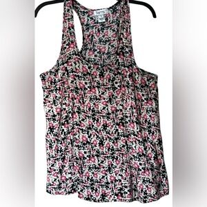 Kirra Floral Black Pink White Flowy Tank Top Size M